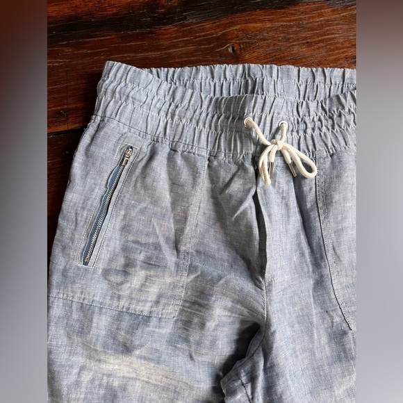 Athleta Blue Cabo Linen Jogger Athleisure Travel Lifestyle Pant EUC size 12 - Picture 3 of 5